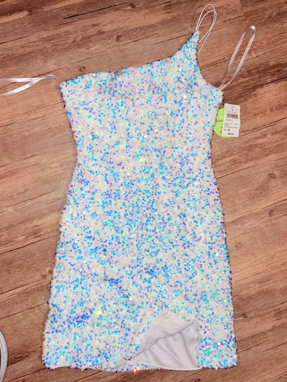 Windsor White Iridescent Sequin Midi Dress